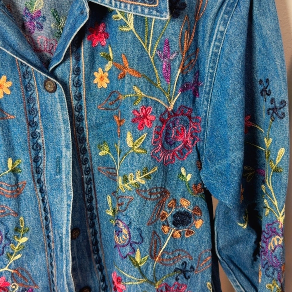 Scully Blue Floral Embroidered Jean Jacket - Picture 2 of 4